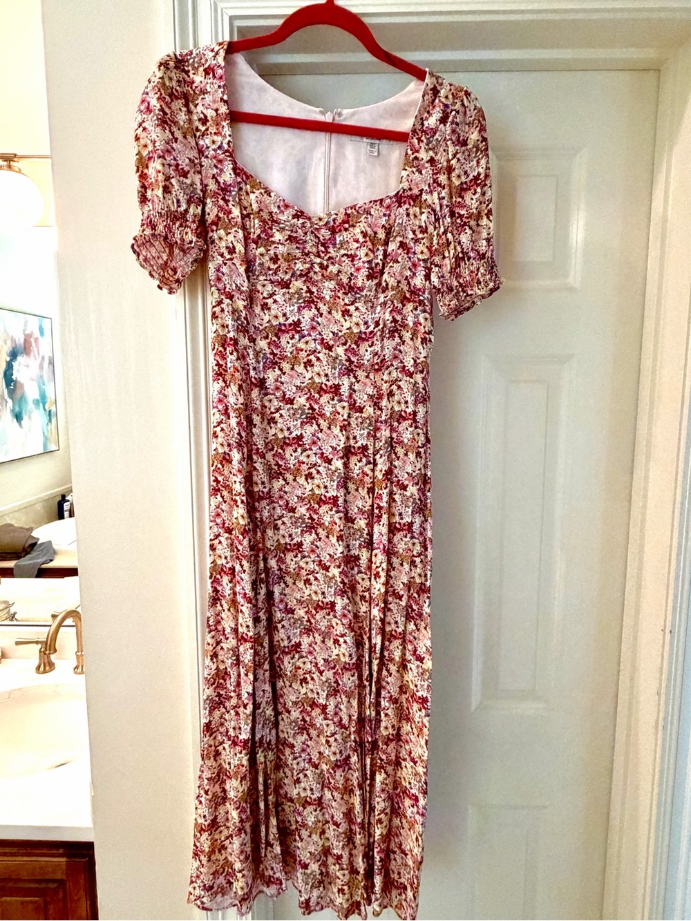 Ever New Cream Floral Maxi Dress with Pink & Burgundy Accents